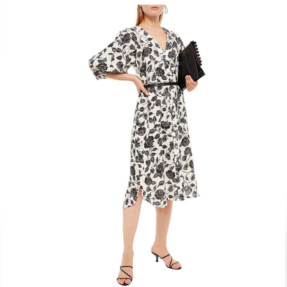 Zimmermann Lovestruck Belted Slub Linen Midi Dress